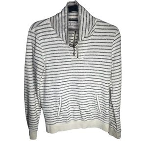 LL Bean Signature Striped Zip Neck Pullover Sweatshirt French Terry Cotton Small